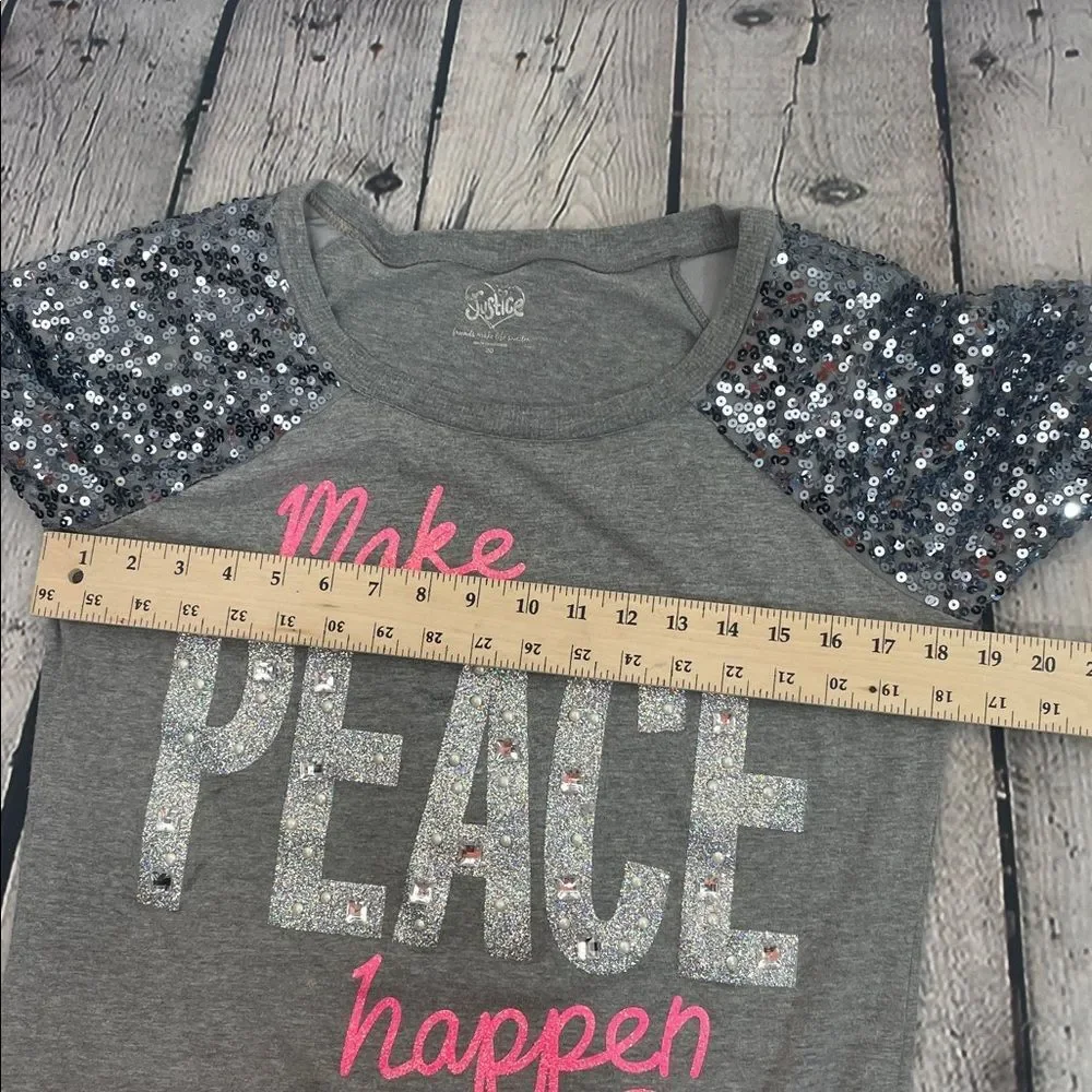 Justice Sequin Light Weight Sweat Shirt ( make peace happen) Girls size 20